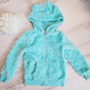 🌈30% off Bundles🌈 Girls Arizona Plush Fleece Bear Hoodie Zip Hearts Sz 5